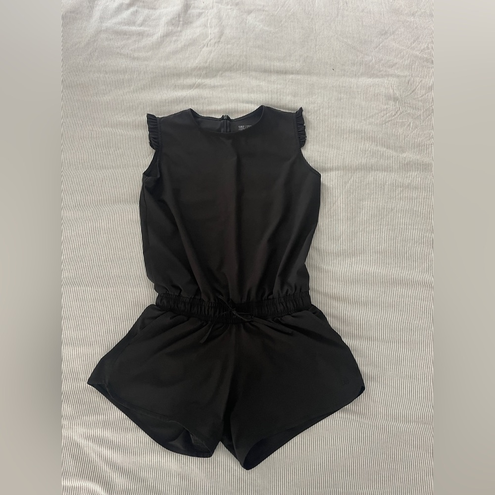 Albion Black Ruffle sleeve romper; size medium